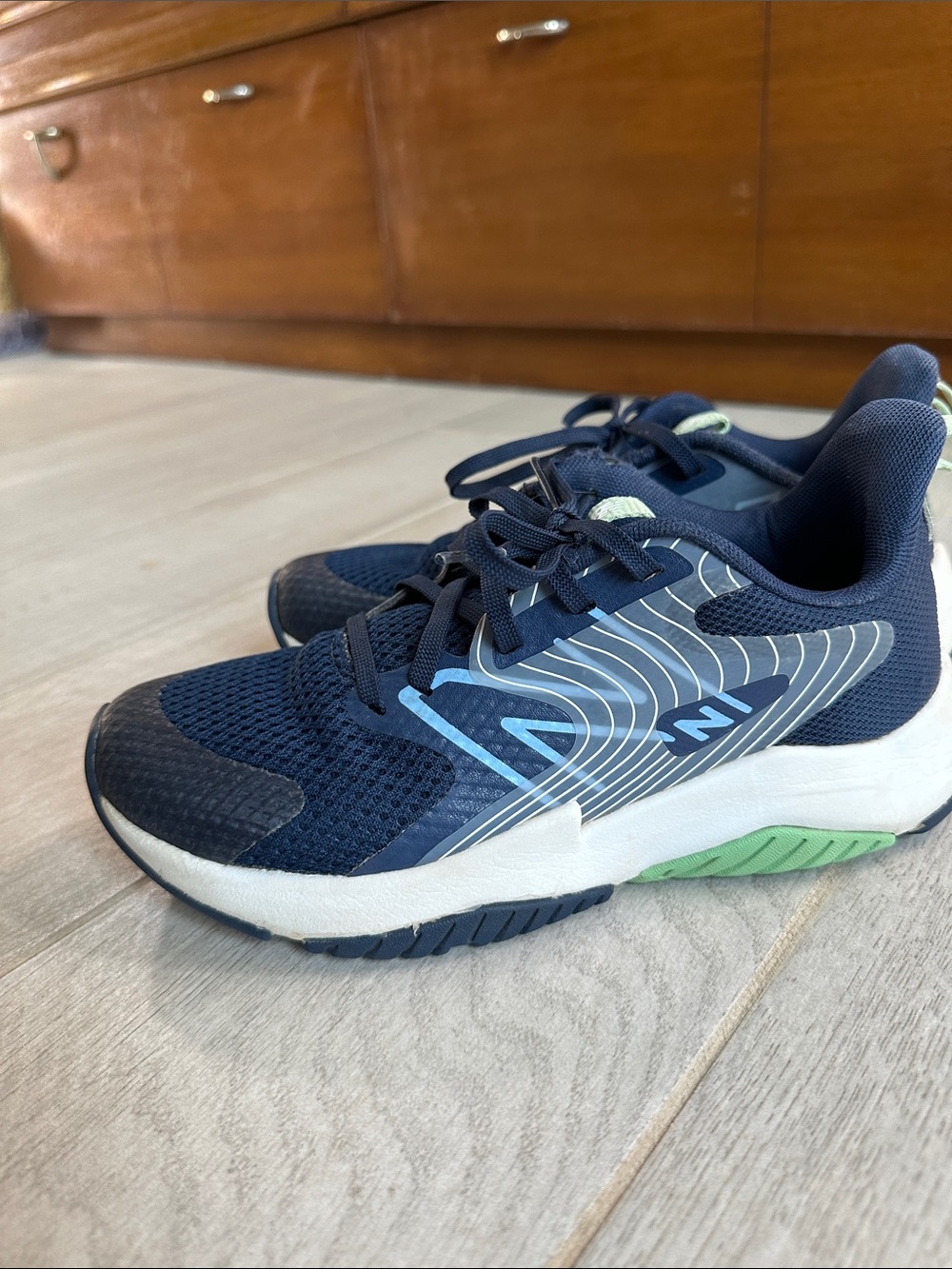 New Balance Navy with Light Blue and Green Kids Sneakers